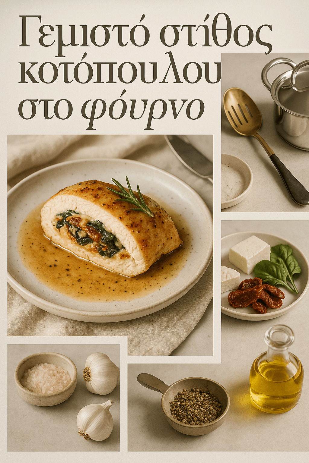 Γεμιστό στήθος κοτόπουλου στο φούρνο