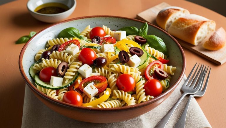Ανακαλύψτε πώς να φτιάξετε την τέλεια ιταλική σαλάτα ζυμαρικών με φρέσκα υλικά και αρώματα Μεσογείου. Εύκολη, γρήγορη και απολαυστική!
