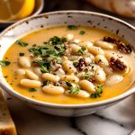 Κρεμώδης Σούπα με Λευκά Φασόλια και Λεμόνι
