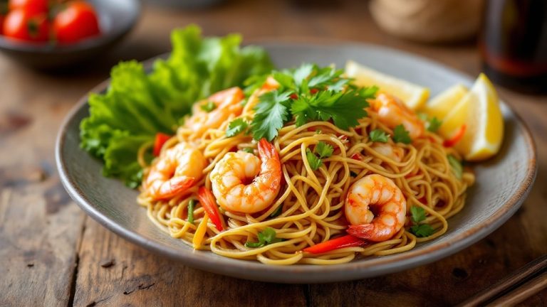 Νουντλς Σιγκαπούρης με Γαρίδες