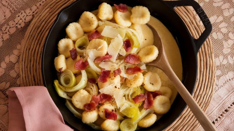 Νιόκι στο τηγάνι με πράσα και μπέικον – Τέλειο για κάθε μέρα