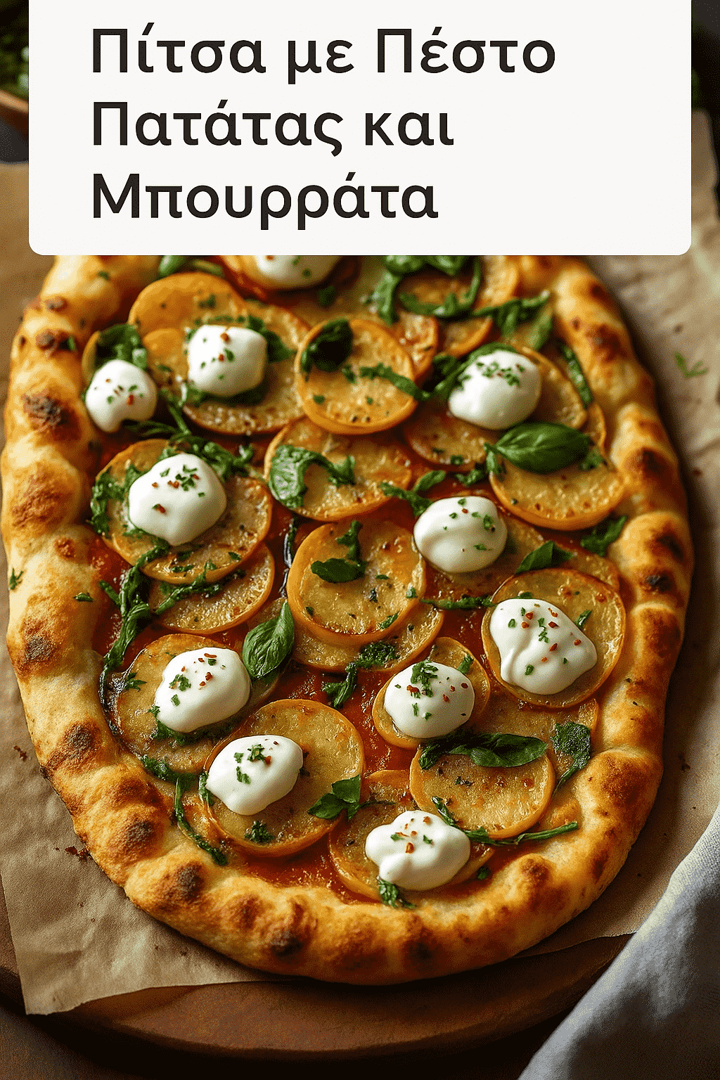 Πώς να Φτιάξετε Πίτσα με Πέστο Πατάτας και Μπουράτα