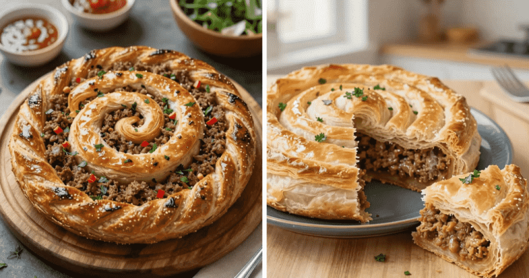 Τούρκικο Σπιράλ Μπουρέκι με Πικάντικο Κιμά