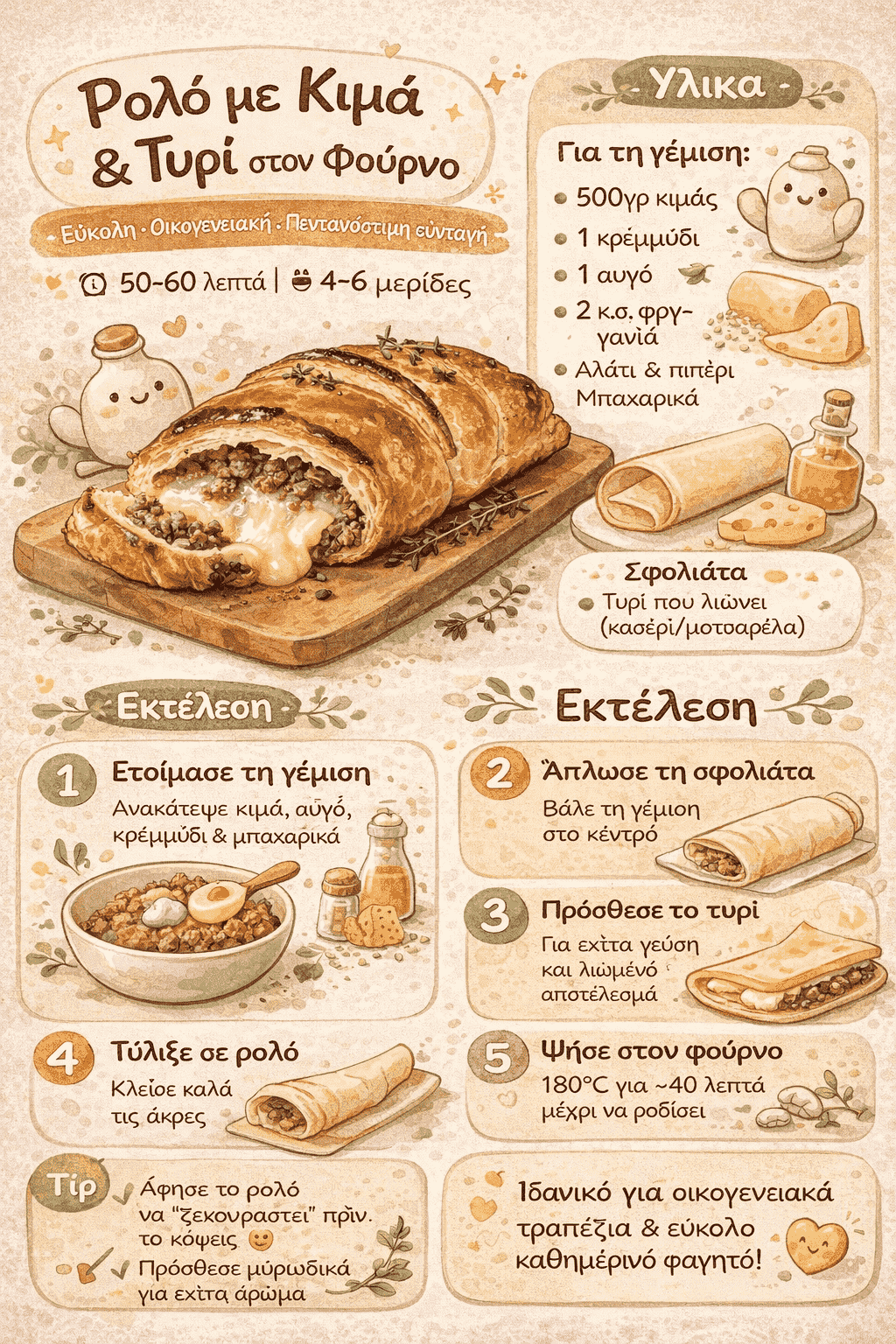 Ρολό με κιμά και τυρί