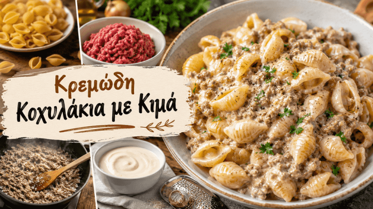 Κρεμώδη Κοχυλάκια με Κιμά