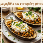 Μελιτζάνες με ρεβίθια και χτυπημένη φέτα
