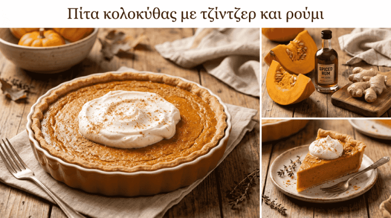 Πίτα κολοκύθας με τζίντζερ και ρούμι