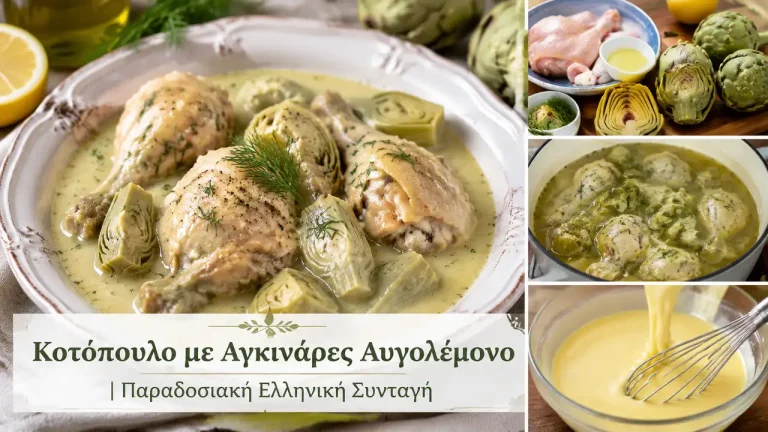 Κοτόπουλο με Αγκινάρες Αυγολέμονο