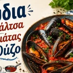 Μύδια με Σάλτσα Ντομάτας και Ούζο