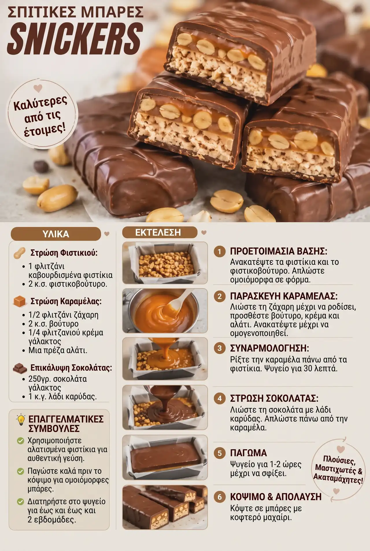 Σπιτικές Μπάρες Snickers