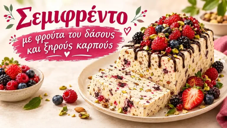 Σεμιφρέντο με φρούτα του δάσους και ξηρούς καρπούς